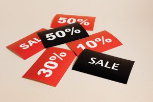 Sales Discount Cards on Beige Background