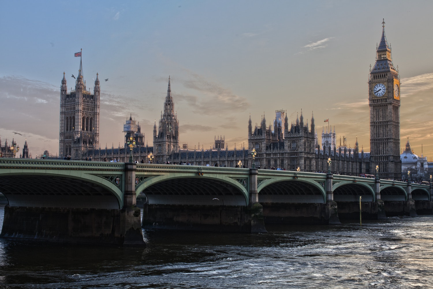 London Bridge Tower and Parliment Viewed From Across River