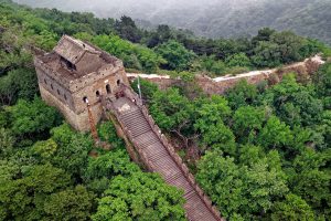 Brown Concrete Great Wall Surrounded by Trees and Hills